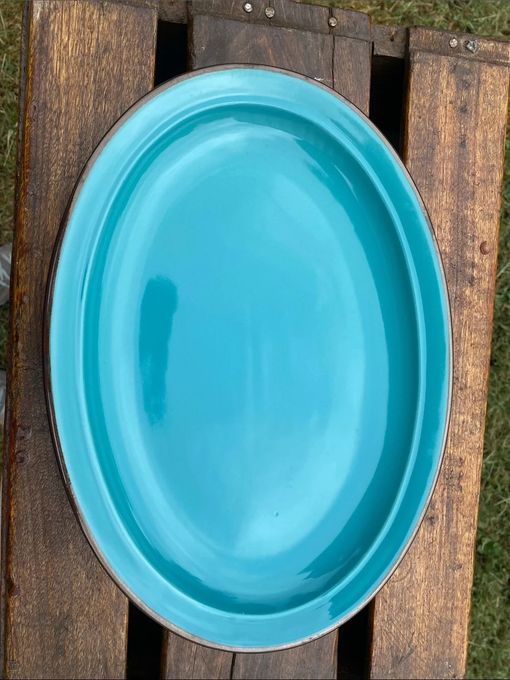 Lifestyle Safford Collection Set of 2 Vibrant Turquoise Oval Stoneware Platters